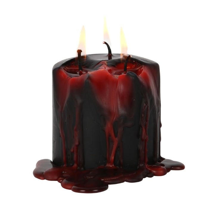 Vampire Blood Pillar Taper Candle Bleeding Wax Black and Red Unscented Candles - Gothic & Alternative Gift - Haunted