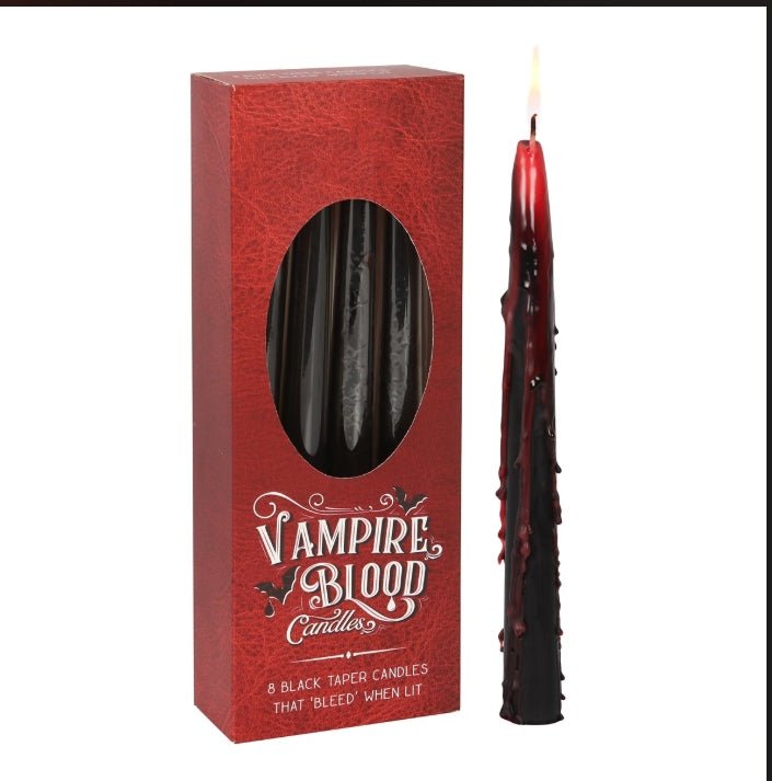 Vampire Blood Pillar Taper Candle Bleeding Wax Black and Red Unscented Candles - Gothic & Alternative Gift - Haunted