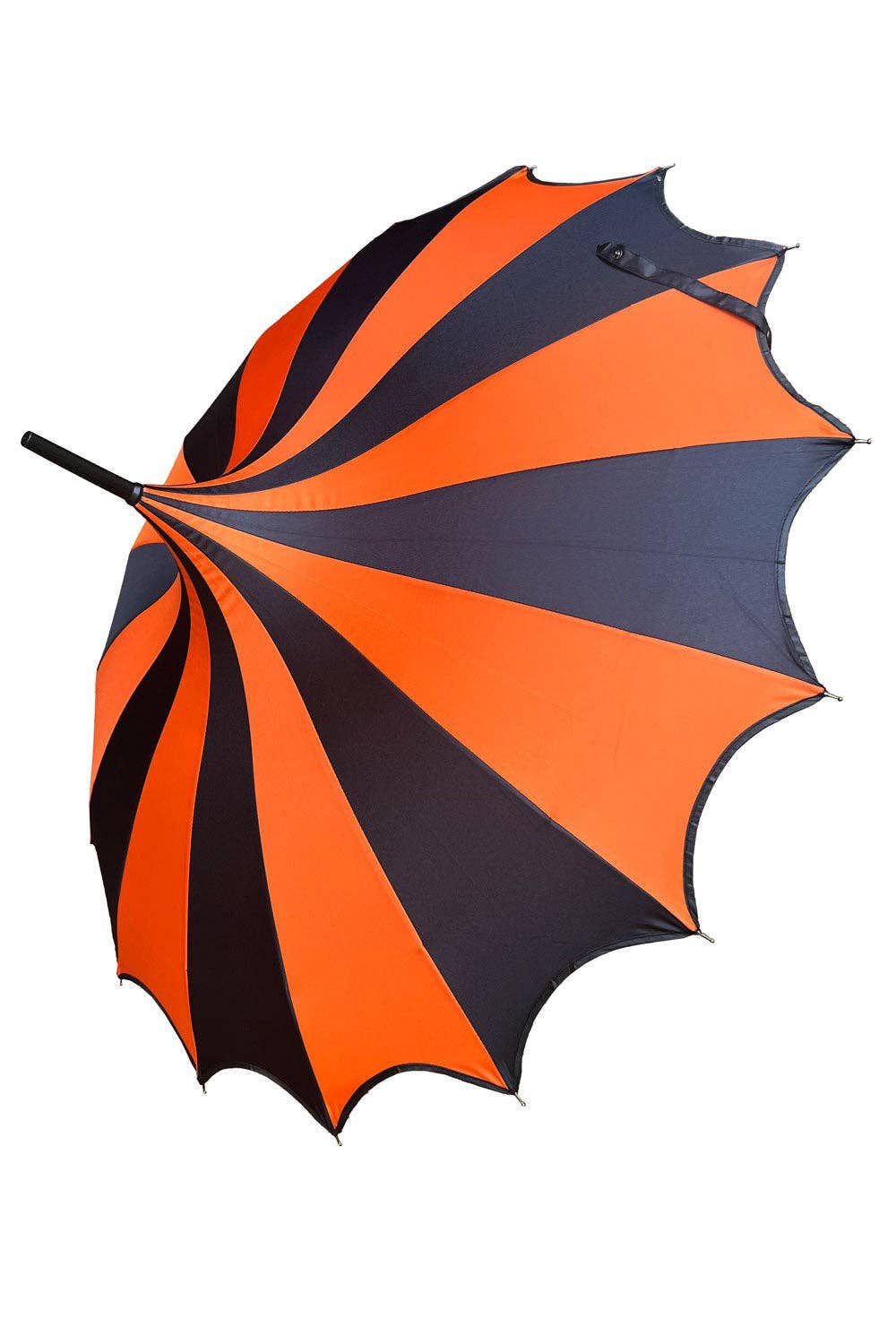 VampireFreaks Black & Orange Halloween Batwing Pagoda Umbrella Accessories - Gothic & Alternative Gift - Haunted