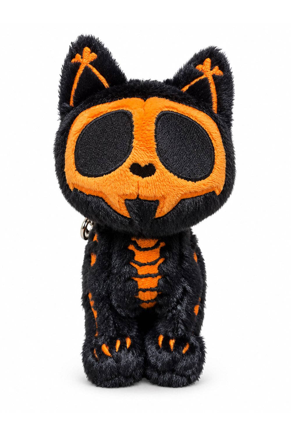 VampireFreaks Pumpkin Bones Skelekitty Plush Cat Keychain Accessories - Gothic & Alternative Gift - Haunted