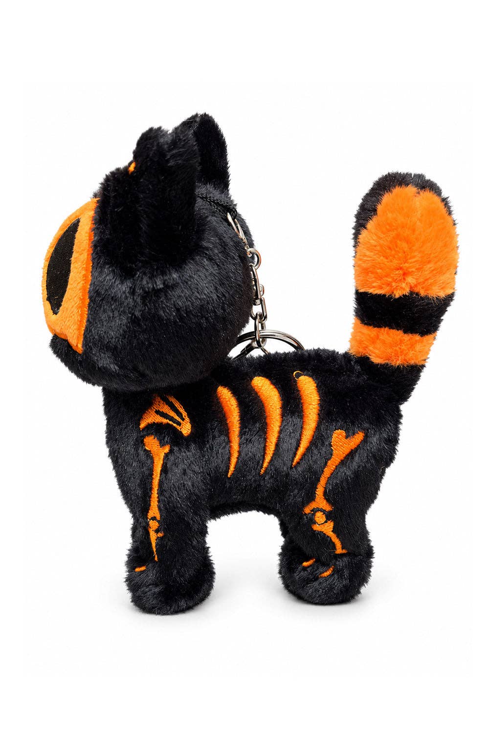 VampireFreaks Pumpkin Bones Skelekitty Plush Cat Keychain Accessories - Gothic & Alternative Gift - Haunted