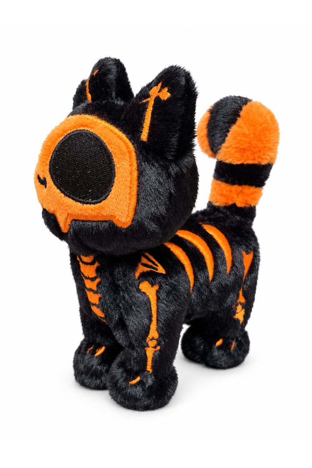 VampireFreaks Pumpkin Bones Skelekitty Plush Cat Keychain Accessories - Gothic & Alternative Gift - Haunted