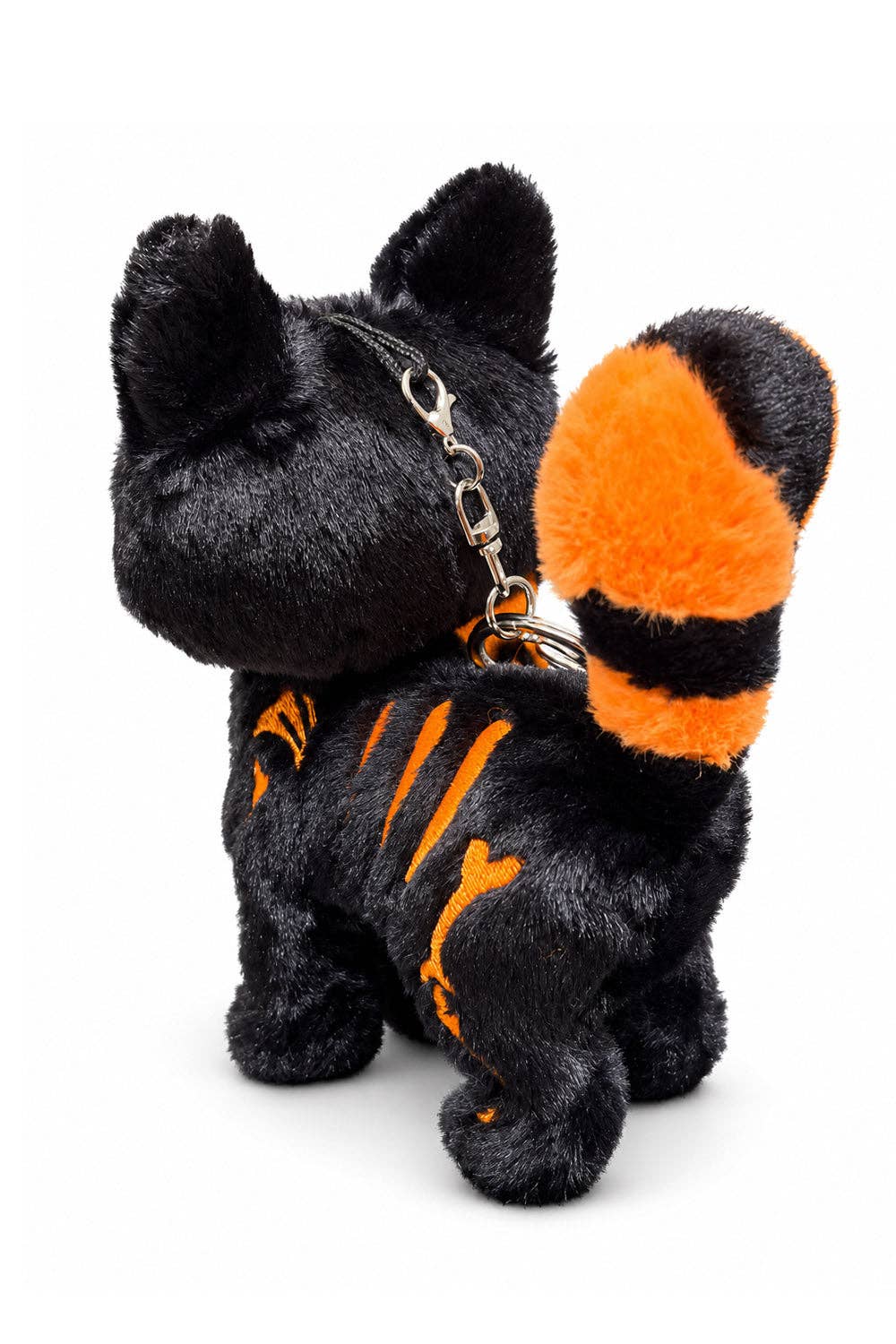 VampireFreaks Pumpkin Bones Skelekitty Plush Cat Keychain Accessories - Gothic & Alternative Gift - Haunted