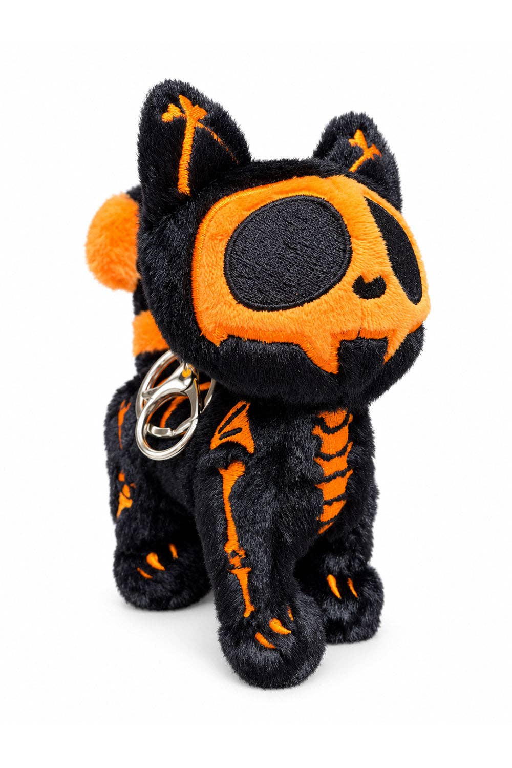 VampireFreaks Pumpkin Bones Skelekitty Plush Cat Keychain Accessories - Gothic & Alternative Gift - Haunted