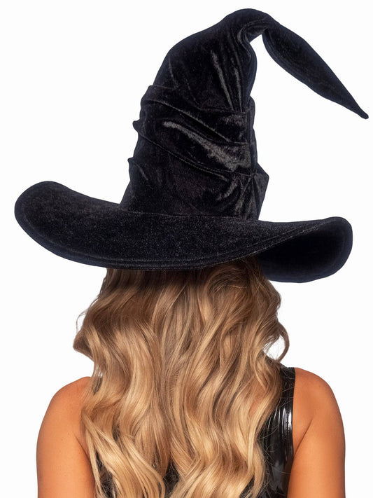 Velvet Ruched Witch Hat Black Costumes - Gothic & Alternative Gift - Haunted