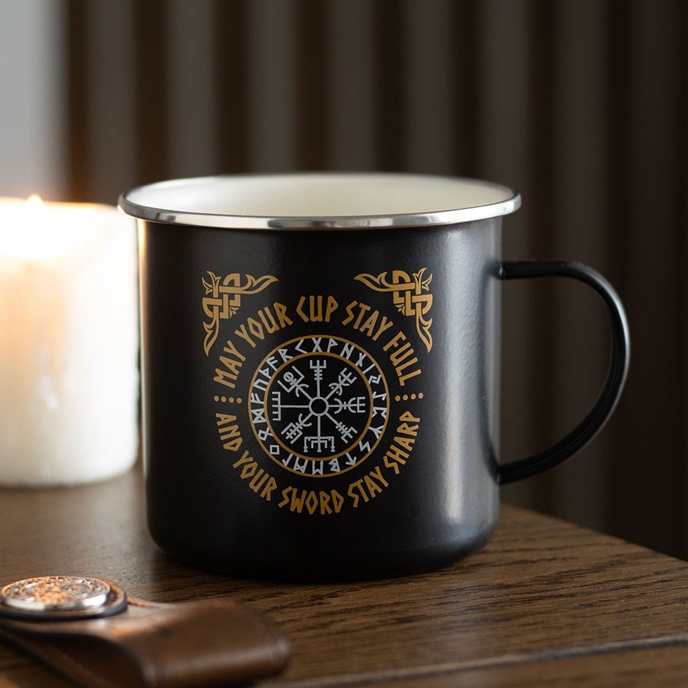 Viking Compass Enamel Mug Drinkware - Gothic & Alternative Gift - Haunted