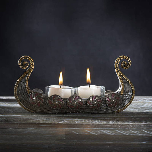 Viking Ship Votive Holder Norse Mythology Decor Candle holders - Gothic & Alternative Gift - Haunted