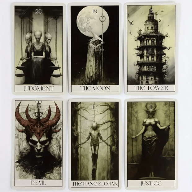 Vintage Dark Horror Tarot Deck Witch Supplies - Gothic & Alternative Gift - Haunted