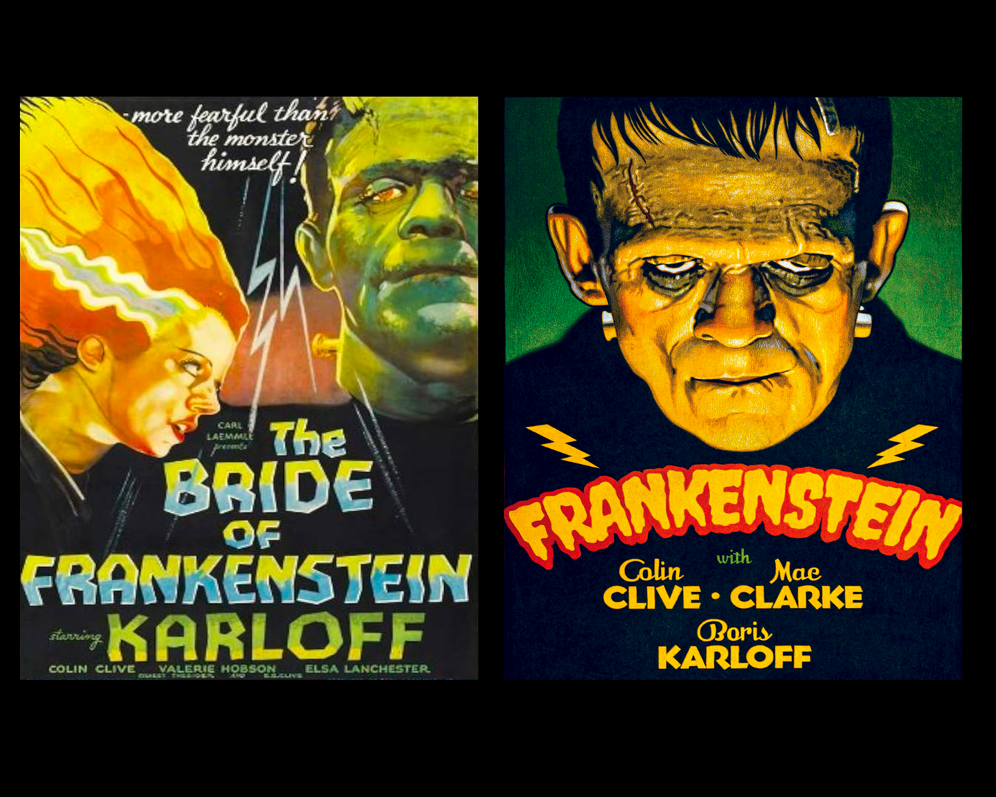 Vintage Frankenstein Movie Poster Canvas Print Goth Wall Art Wall Hanging - Gothic & Alternative Gift - Haunted