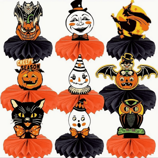 Vintage Halloween Honeycomb Decorations Center pieces 3 Pack Seasonal Home Decor - Gothic & Alternative Gift - Haunted