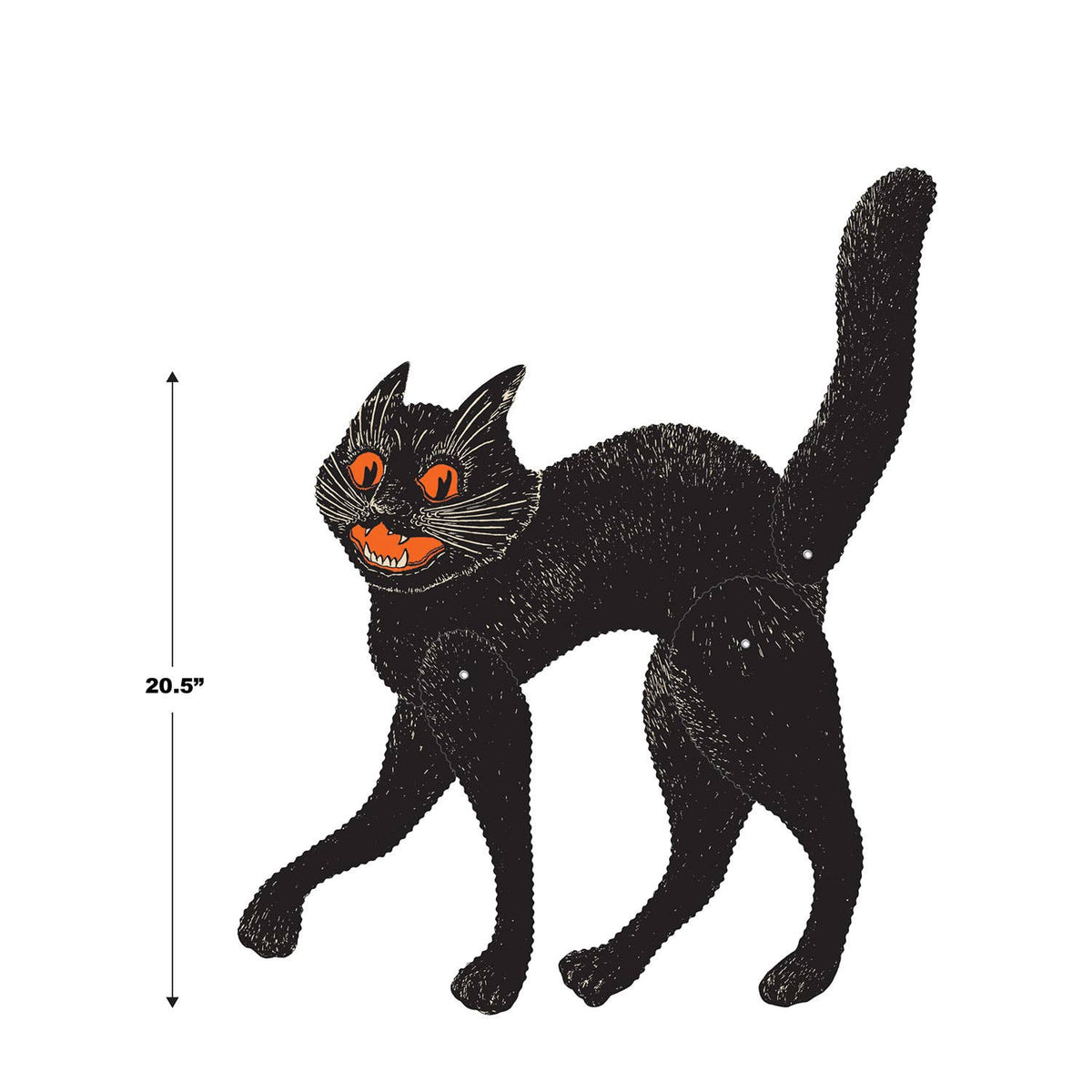 Vintage Halloween Jointed Scratch Cat 20 ½", printed 2 sides Seasonal Home Decor - Gothic & Alternative Gift - Haunted