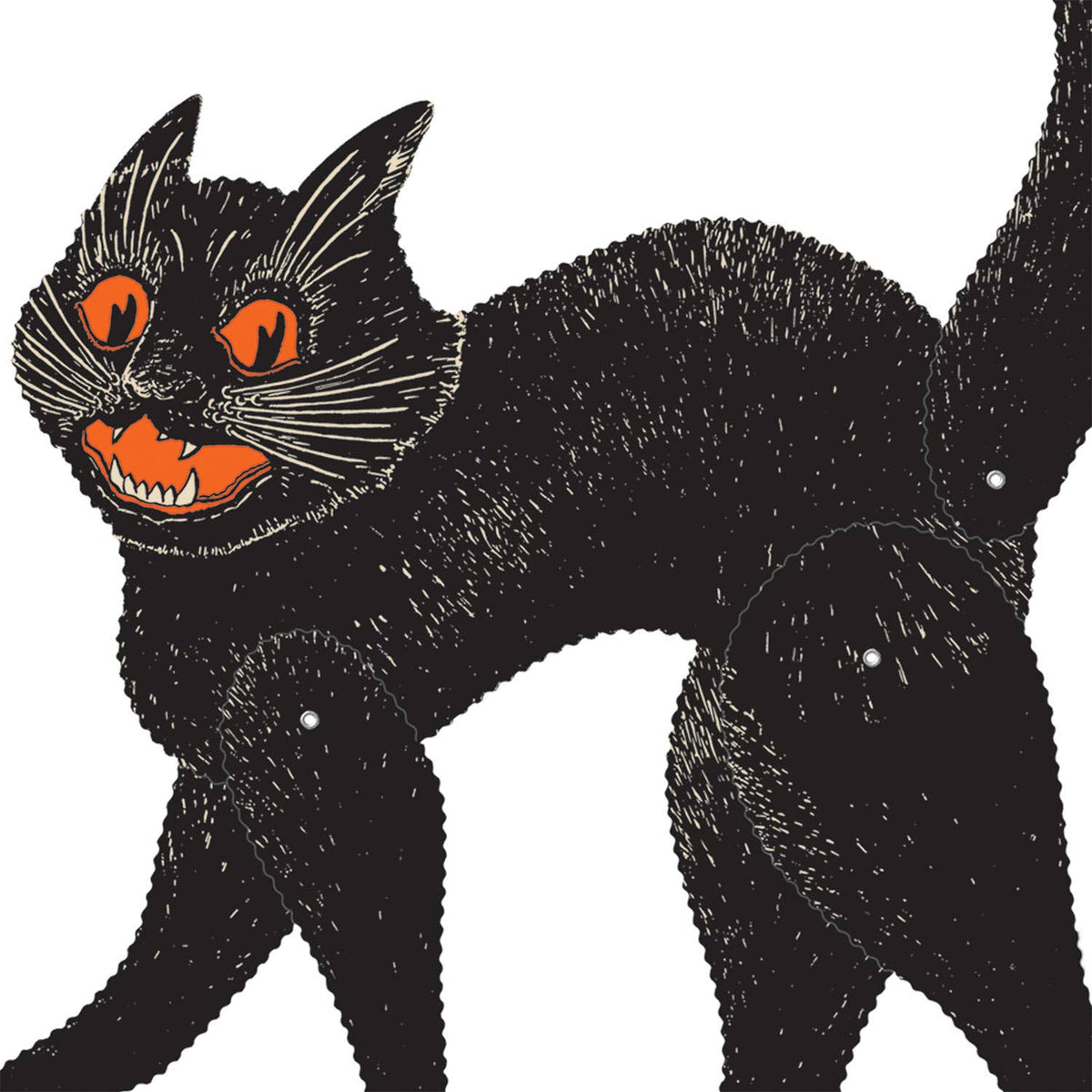 Vintage Halloween Jointed Scratch Cat 20 ½", printed 2 sides Seasonal Home Decor - Gothic & Alternative Gift - Haunted