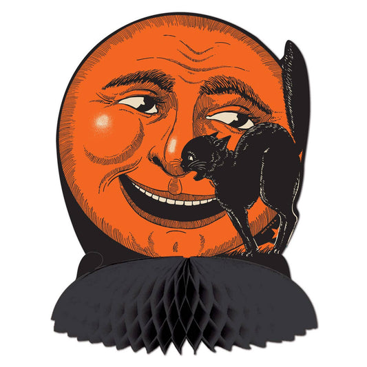 Vintage Halloween Tissue Paper Cat & Moon Centerpiece 9 3/4" Seasonal Home Decor - Gothic & Alternative Gift - Haunted