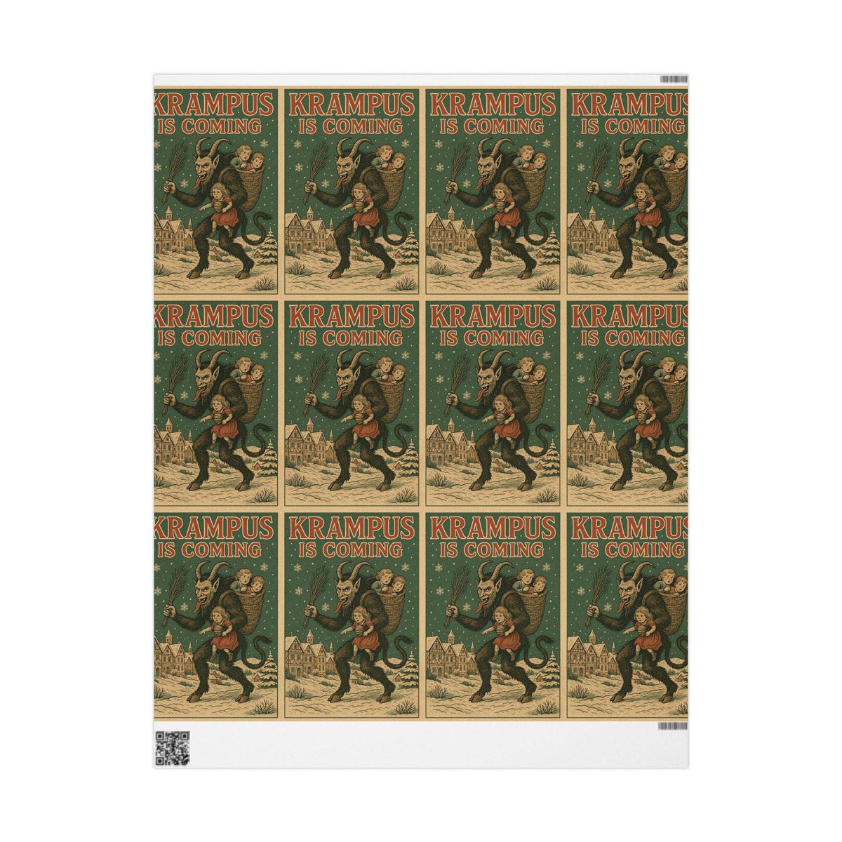 Vintage Style Krampus is Coming Gift Wrapping Paper Roll Wrapping Paper - Gothic & Alternative Gift - Haunted