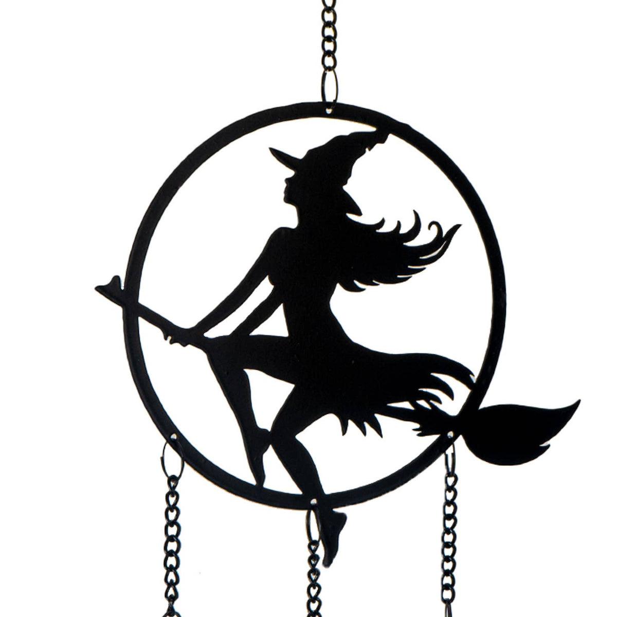Vintage Witch Riding Broomstick by Moonlight Metal Hanging Indoor Outdoor Decoration Witch Supplies - Gothic & Alternative Gift - Haunted