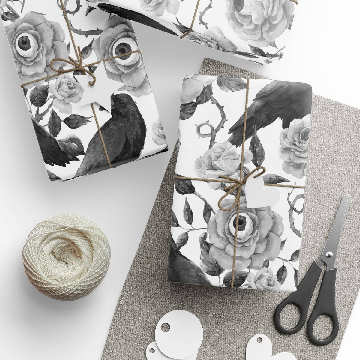 Watchful Eyeball and Raven Spooky Gift Wrapping Paper Roll Wrapping Paper - Gothic & Alternative Gift - Haunted