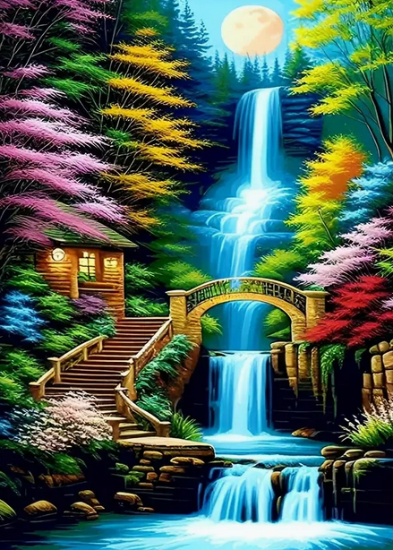 Waterfall Bridge diamond art kit Diamond Art - Gothic & Alternative Gift - Haunted