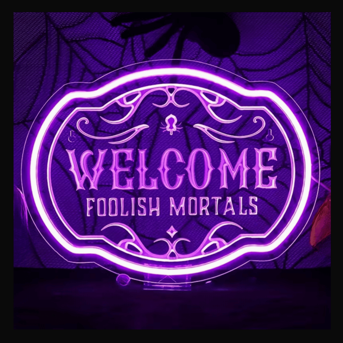 Welcome Foolish Mortals Neon Sign Lantern - Gothic & Alternative Gift - Haunted