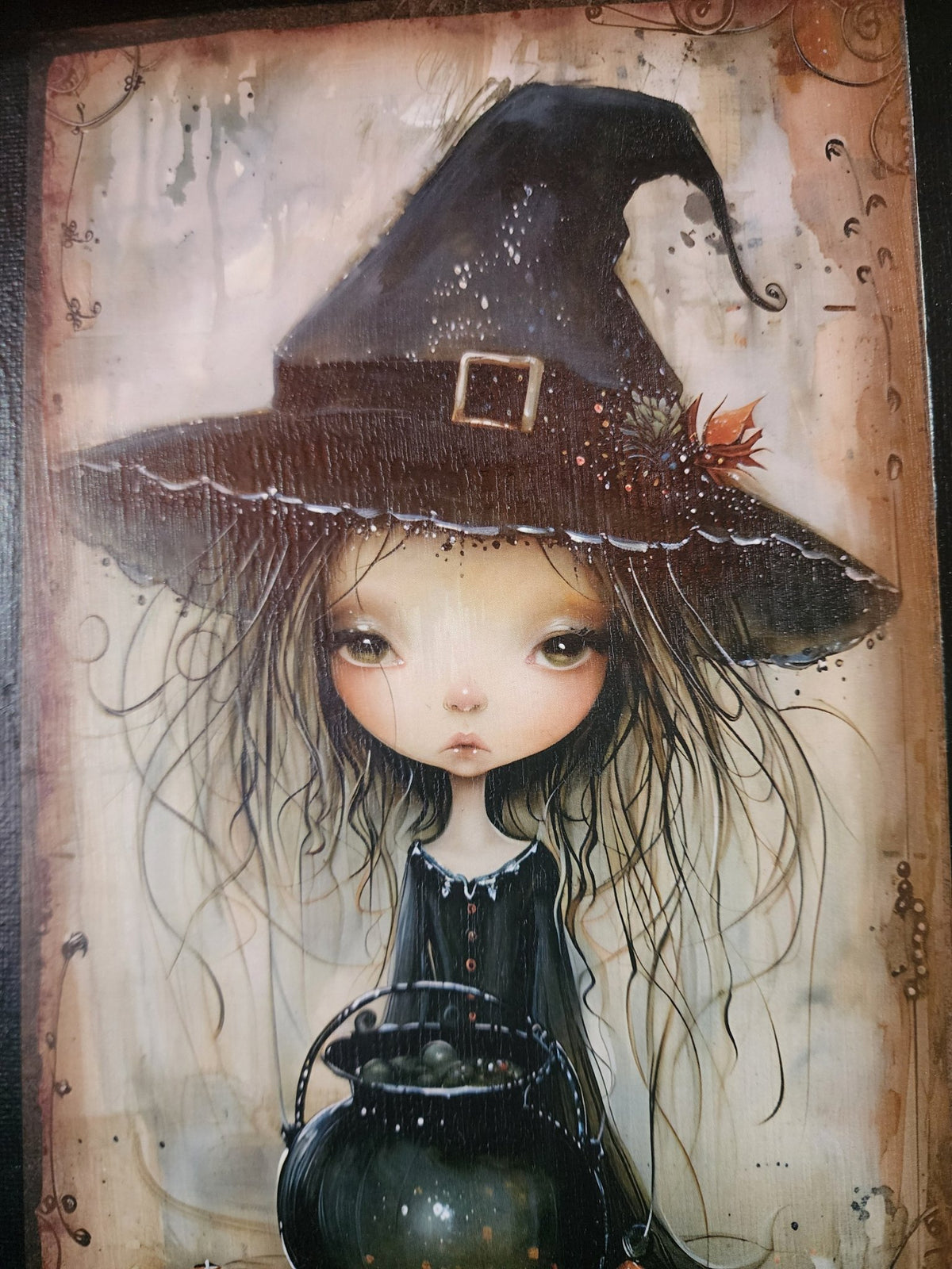 Whimsical Witch Print on Canvas Wall Hanging - Gothic & Alternative Gift - Haunted