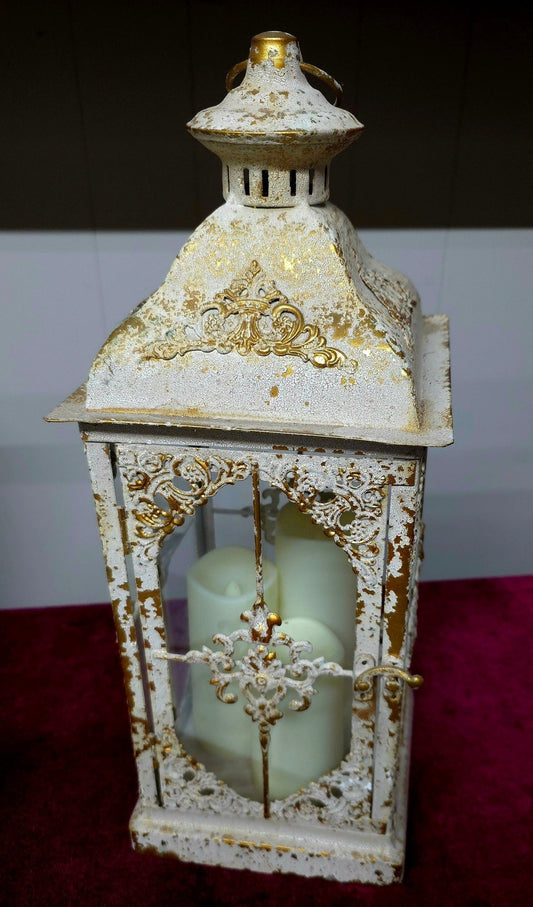 White and Gold Antique Large Lantern Home Decor - Gothic & Alternative Gift - Haunted