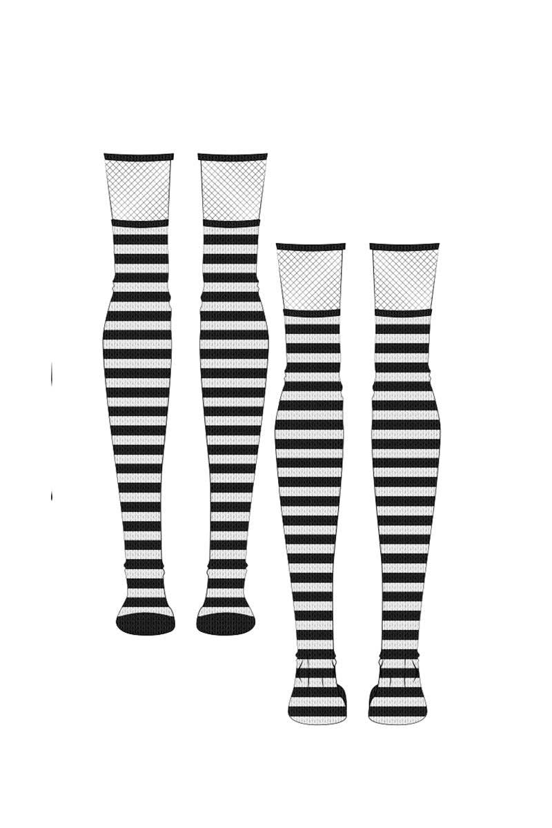 White Garter Thigh High Socks Goth Victorian Cosplay Clothing Accessories - Gothic & Alternative Gift - Haunted