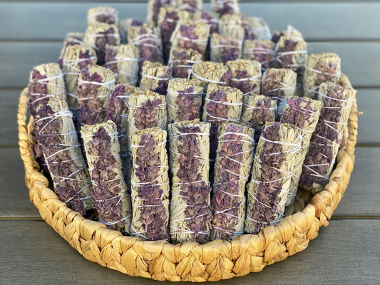 White Sage Lavender Flowers Smudge Stick Witch Supplies - Gothic & Alternative Gift - Haunted