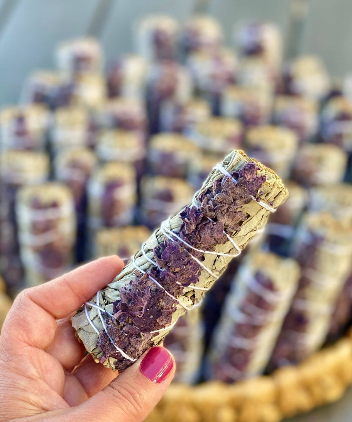 White Sage Lavender Flowers Smudge Stick Witch Supplies - Gothic & Alternative Gift - Haunted