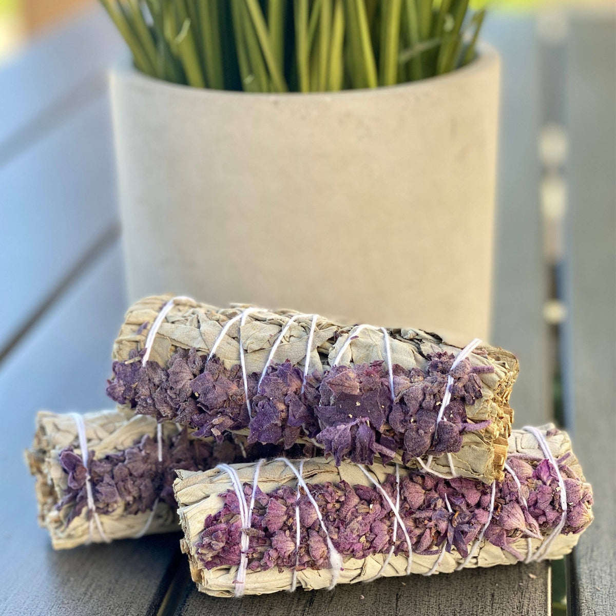 White Sage Lavender Flowers Smudge Stick Witch Supplies - Gothic & Alternative Gift - Haunted