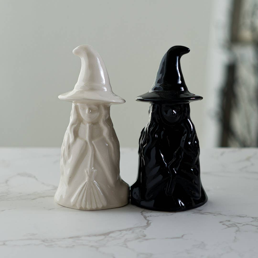 White Witch, Black Witch Salt and Pepper Shaker Set Kitchenware - Gothic & Alternative Gift - Haunted