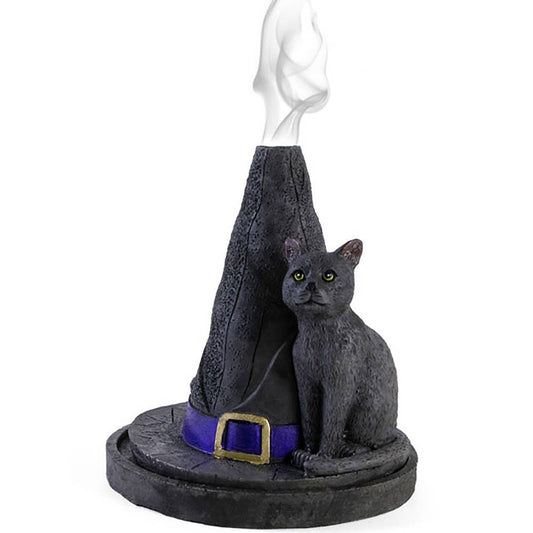 Witch Hat With Cat Incense Cone Holder Burner Insense - Gothic & Alternative Gift - Haunted
