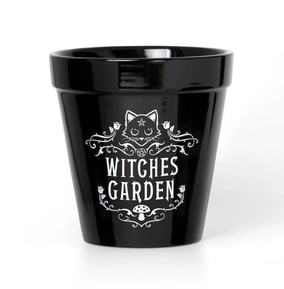 Witches Garden Magic Cat Garden Plant Pot Garden Decor - Gothic & Alternative Gift - Haunted