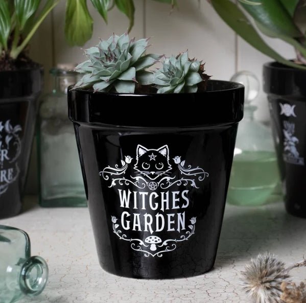 Witches Garden Magic Cat Garden Plant Pot Garden Decor - Gothic & Alternative Gift - Haunted