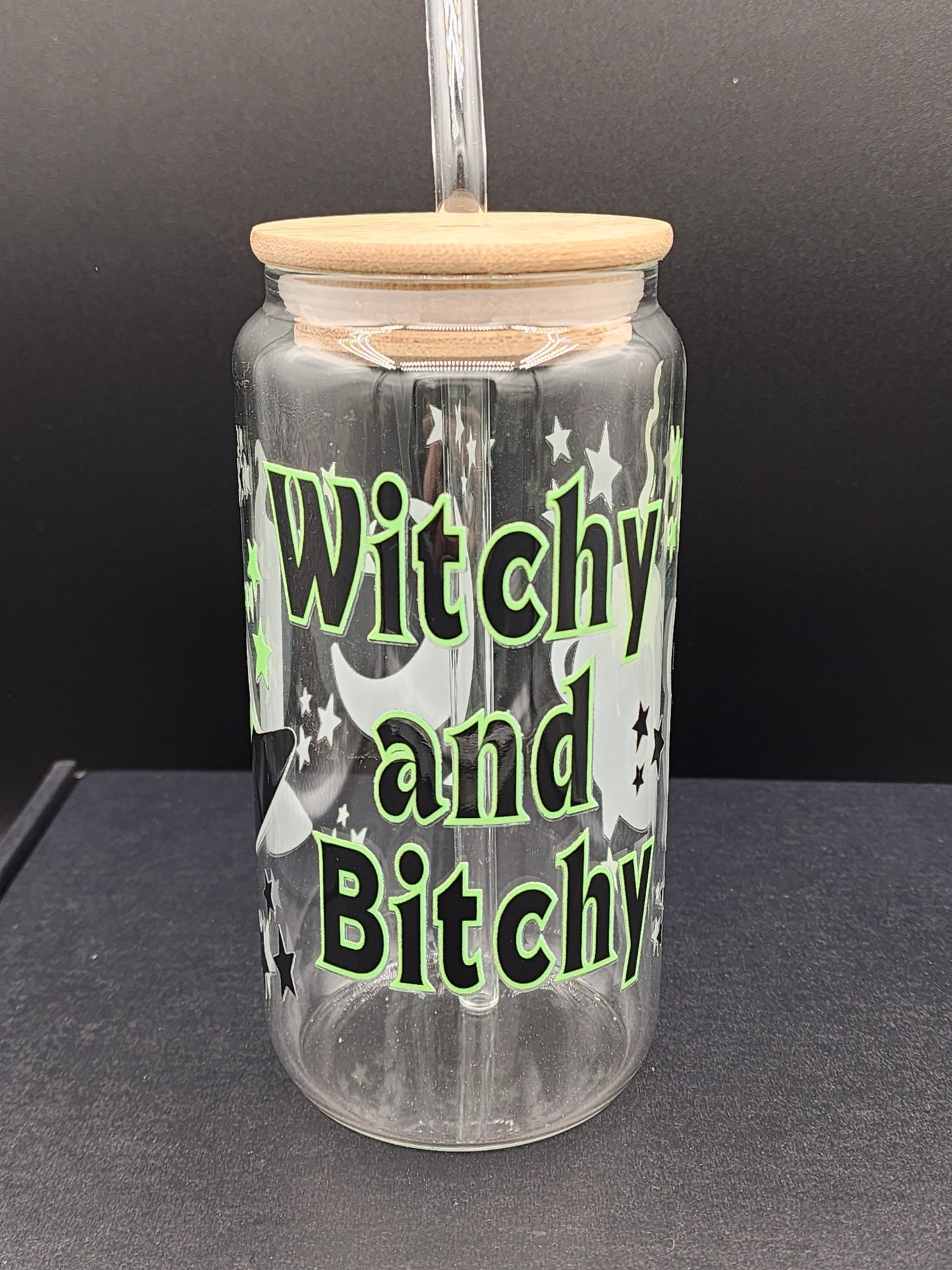 Witchy and Bitchy Glass Tumbler Drinkware - Gothic & Alternative Gift - Haunted