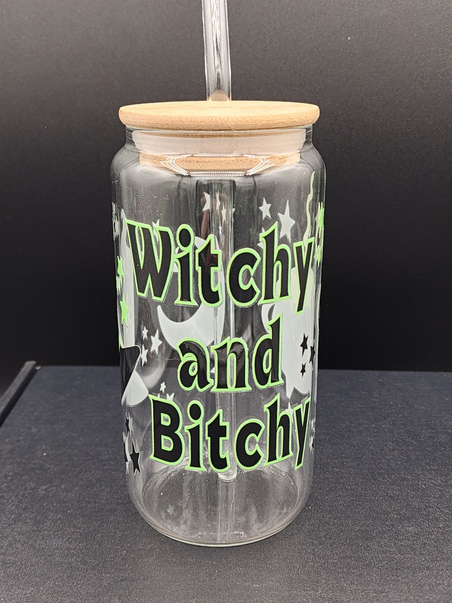 Witchy and Bitchy Glass Tumbler Drinkware - Gothic & Alternative Gift - Haunted