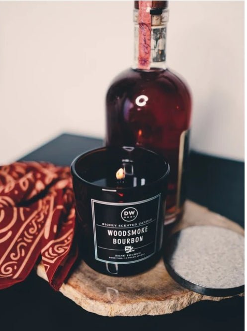 Woodsmoke Bourbon Fall Large Glass Candle Candles - Gothic & Alternative Gift - Haunted