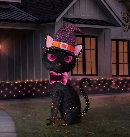 XL 5 Foot Pre-Lit Black Cat Halloween Home Decor Seasonal Home Decor - Gothic & Alternative Gift - Haunted