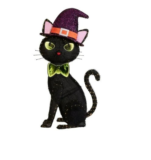 XL 5 Foot Pre-Lit Black Cat Halloween Home Decor Seasonal Home Decor - Gothic & Alternative Gift - Haunted