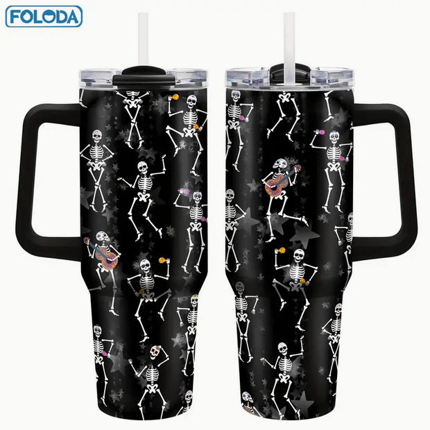 XL Dancing Skeletons Tumbler Drinkware - Gothic & Alternative Gift - Haunted