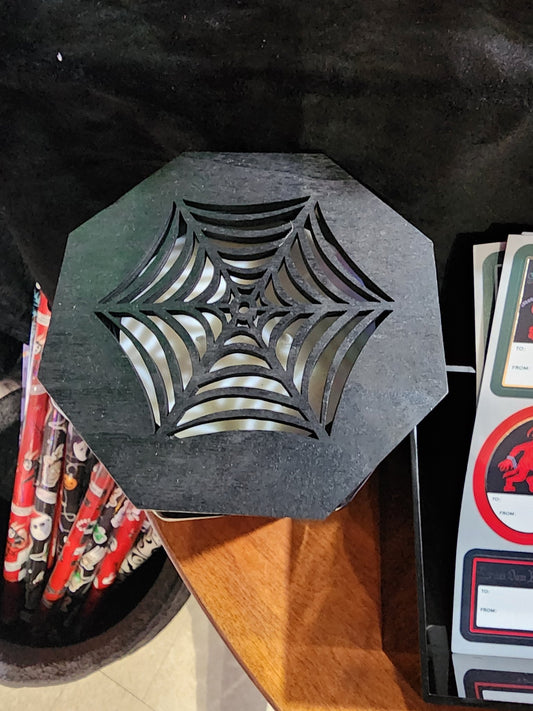 XL Foggy Graveyard Creep it Real Glass Candle Black Spiderweb Wood Lid Candles - Gothic & Alternative Gift - Haunted