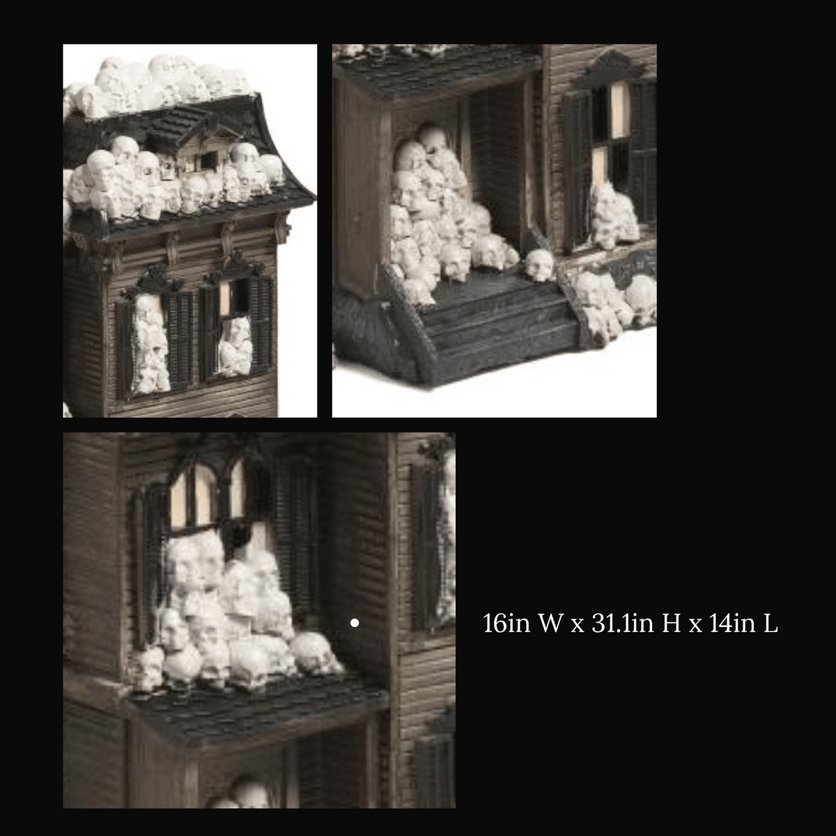 XL LIT Haunted House With Skulls Statue Home Decor - Gothic & Alternative Gift - Haunted