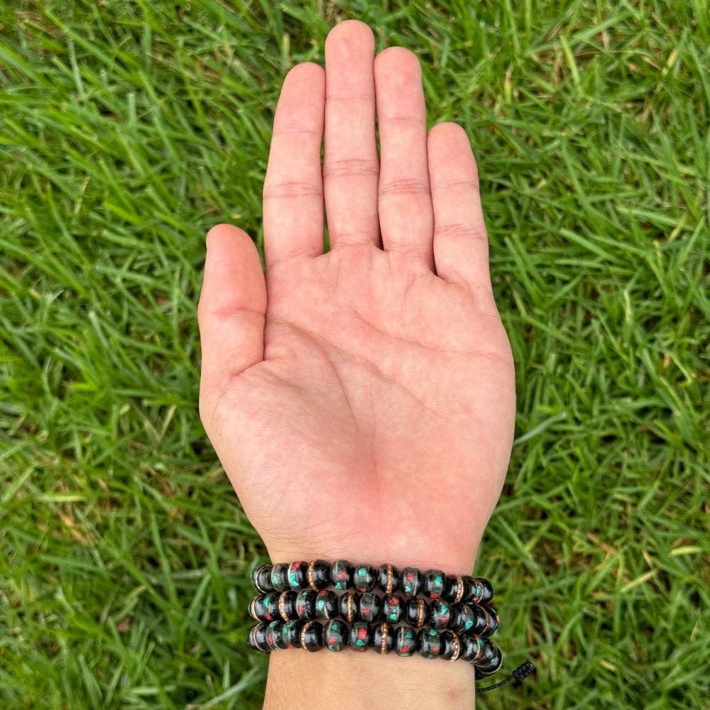 Yak Bone Black Bracelet Crystals - Gothic & Alternative Gift - Haunted