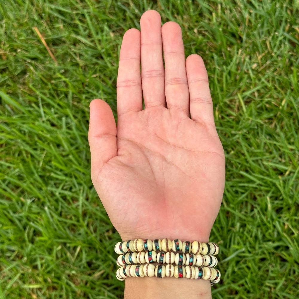 Yak Bone, White Bracelet Crystals - Gothic & Alternative Gift - Haunted
